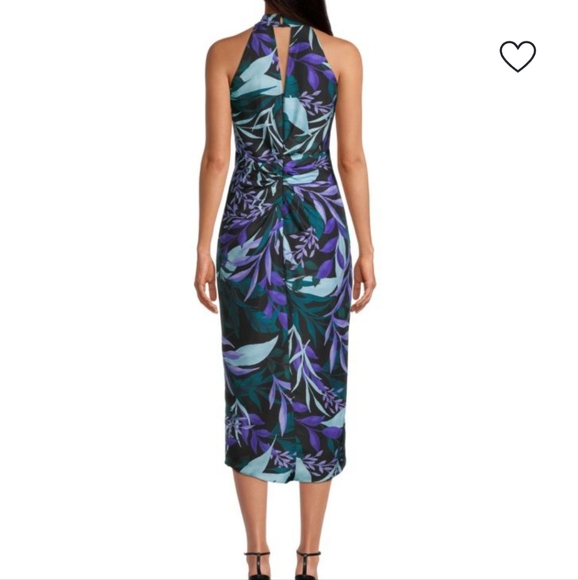 Kobi Halperin Ruth Botanical Print Front Twist Halter Dress Size 6 - Picture 3 of 14